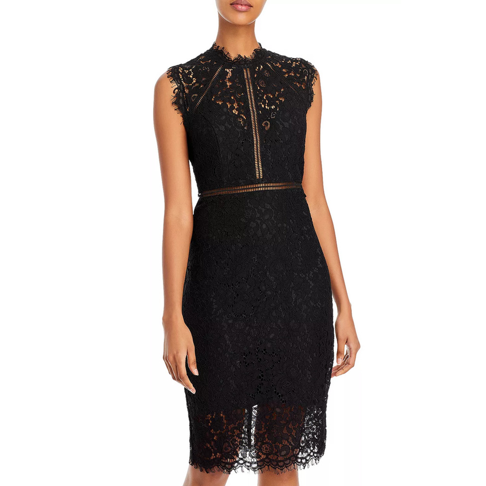 Bardot Lace Panel Dress Black Size 8 4675